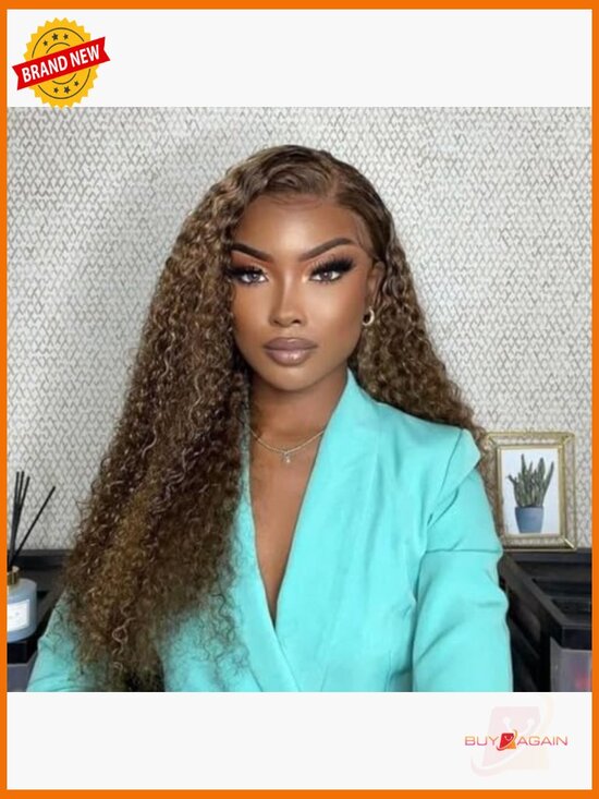 30 Inch 13x6 Highlight Wig Human Hair 200% Density Deep Curly Lace Front Wig main image 7